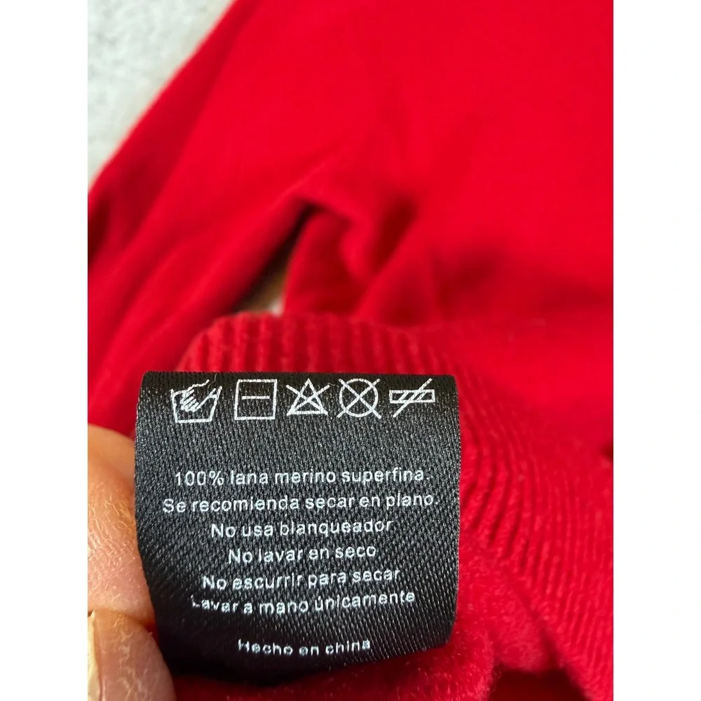 Unbranded V-Neck Sweater Women Red 100% Superfine Merino Wool Fine Knit Sweater